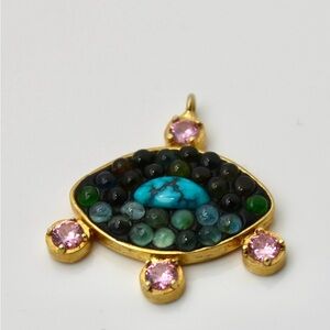 Turquoise evil eye silver pendant sterling silver 925